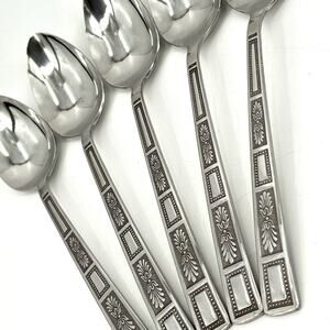 Lifetime Stainless Flatware SILVER LEAVES Japan/Korea NOS 5 Tablespoons MCM